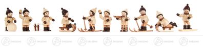Mini-Winterkinder natur (10) Höhe = 45mm NEU Holzfigur Weihnachtsfigur Miniatur