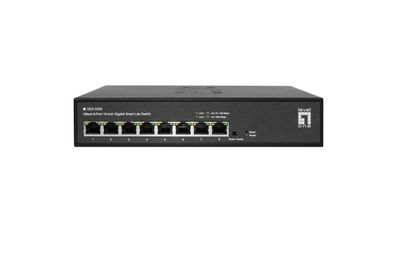 LevelOne Hilbert 10” 8-Port Gigabit Smart Lite Switch, 8 x Gigabit RJ45 (10/100... ->