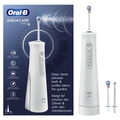 Oral-B AquaCare 6 Pro-Expert, 0,15 l, Weiß, Kabellose Munddusche, Rotierende Zahnbürs