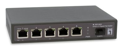 LevelOne Switch 6x GE GEP-0625 2.5GbE 57W 8xPoE+ sw - Switch - 6-Port
