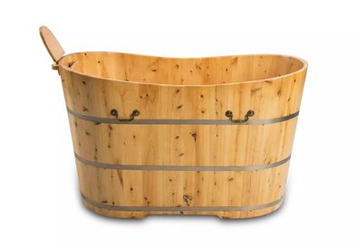 Holzbadewanne Bern 120×62cm – Freistehend, Ergonomisch, Naturholz, Wellness