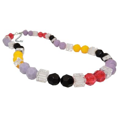 Kette 10mm Wabenperle Kunststoff multicolor und weiß-transparent 42cm