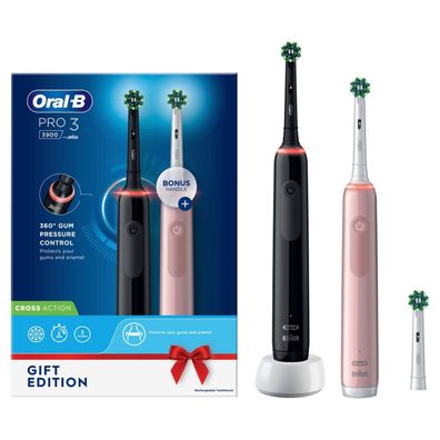 Oral-B Pro 3 3900N Gift Edition, Erwachsener, Rotierende-vibrierende Zahnbürste, Tägl