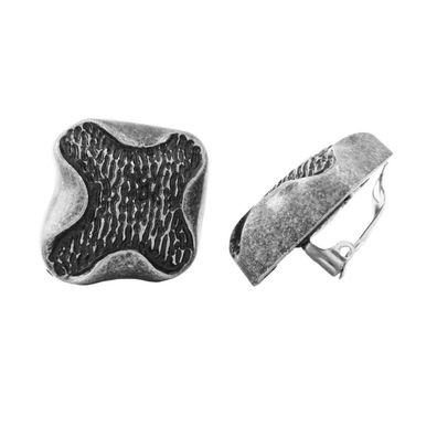 Clip Ohrring ca.27x29mm Kreuz abstrakt altsilberfarben Kunststoff