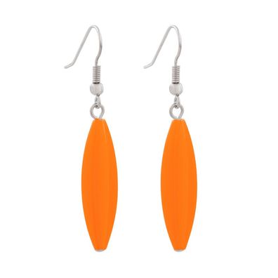 Ohrhaken Ohrhänger Ohrringe 30x9mm Rillenolive satt orange glänzend