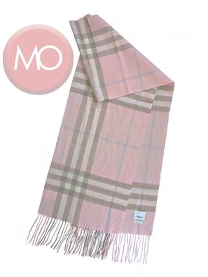 Burberry Karierter Kaschmirschal mit Fransen Bonbon-Rosa