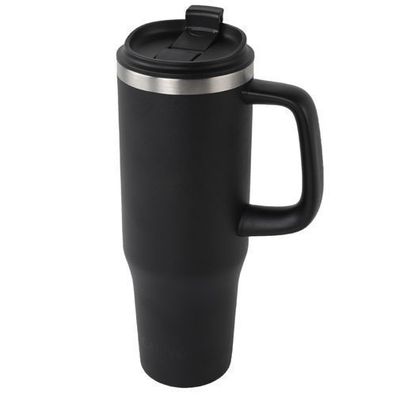 Thermobecher 1,2 Liter Schwarz Isoliert Kaffee Becher Heiß und Kalt Strohhalm