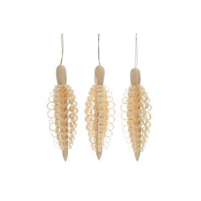 Baumbehang Zapfen 3er Set 10x3,5x3,5cm NEU Anhänger Baumschmuck Holzschmuck