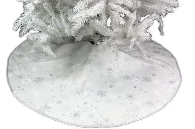 Hossner Wintermix Christbaumdecke Silber Bestickt Stoff