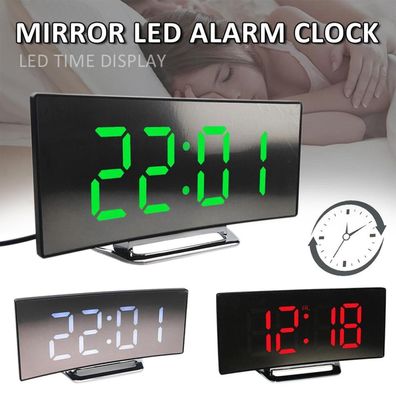 7" LED Wecker Digital Alarmwecker Funk Temperatur Schlummerfunktion USB Tischuhr