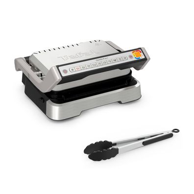 TEFAL OptiGrill 2in1 GC773D, Edelstahl, Metall, Rechteckig, Tasten, Drehregler, Rost,