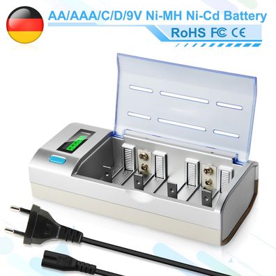 Universal 4 Slots LCD Batterieladegerät Für AA AAA SC C D 9 V Ni-MH Ni-CD Akku