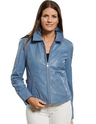 Jilani - Damen Echtleder Lederjacke Lammnappa blau