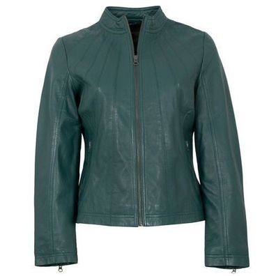 Morena - Damen Lederjacke Lammnappa petrol