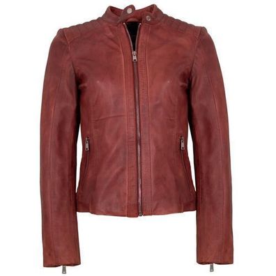 Morena - Damen Lederjacke Lammnappa rot antik