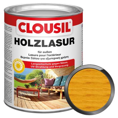CLOUsil Holzlasur für außen 0,75 Liter Holzschutzlasur Langzeitschutz Farbwahl