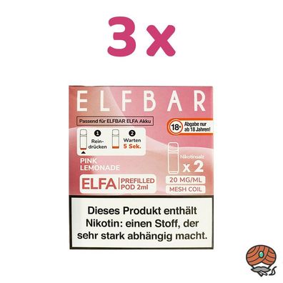 ELFBAR ELFA POD Pink Lemonade 20mg/ml Nikotin 3x 2 Pods