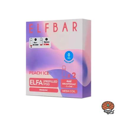 ELFBAR ELFA POD Peach Ice 0mg/ml Nikotin à 2 Pods, nikotinfrei