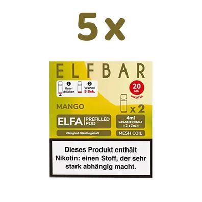 ELFBAR ELFA POD Mango 20mg/ml Nikotin 5x 2 Pods