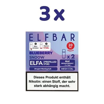 ELFBAR ELFA POD Blueberry Snoow 20mg/ml Nikotin 3x 2 Pods