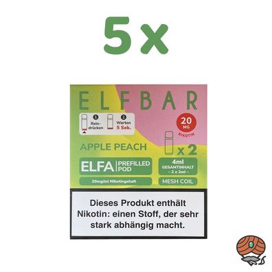 ELFBAR ELFA POD Apple Peach 20mg/ml Nikotin 5x 2 Pods