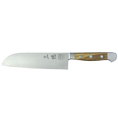 Güde großes Santoku Messer mit 18 cm Klinge glatte Schneide geschmiedet & Olivenholzg