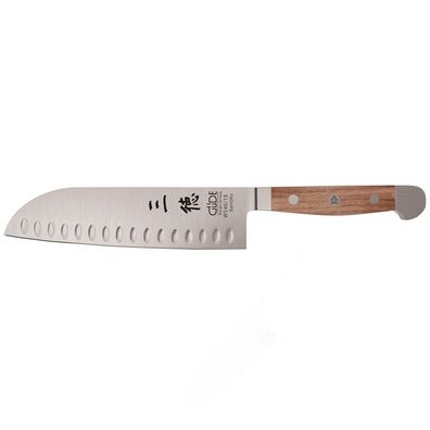 Güde großes Santoku Messer mit 18 cm Kullenschliff-Klinge geschmiedet & edlem Walnuss
