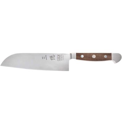 Güde großes Santoku Messer mit 18 cm Klinge glatte Schneide geschmiedet & edlem Walnu