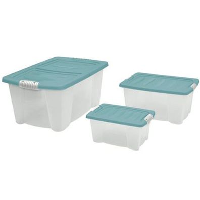 Allzweck-Stapelbox 3er-Set mit Deckel Aufbewahrungsbox Rollenbox Spielzeugkiste