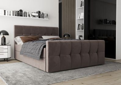 AX LIVING Boxspringbett 140x200 mit Bettkasten Settlio in Braun - Stil & Komfort