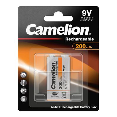 1 x Camelion 9V Block Akku 6HR61 NiMH 200mAh im Blister - wiederaufladbar