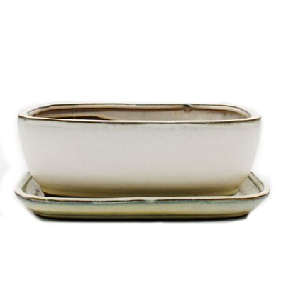 Bonsai-Schale mit Unterteller Gr. 4 - Hellbeige - rechteckig - Modell GB5 - L