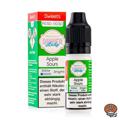 Dinner Lady Apple Sours 3mg/ml Nikotin, 50/50 Liquid 10ml