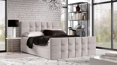AX LIVING Boxspringbett 160x200 mit Bettkasten Ambusio in Beige