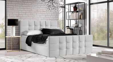 AX LIVING Boxspringbett 180x200 mit Bettkasten Ambusio in Hellgrau
