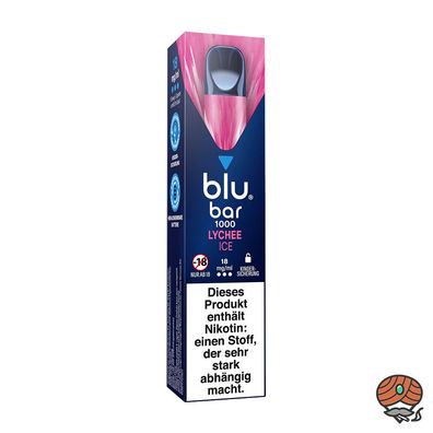 blu bar LYCHEE ICE E-Shisha, 18mg Nikotin, Einweg-E-Zigarette, max. 1000 Züge