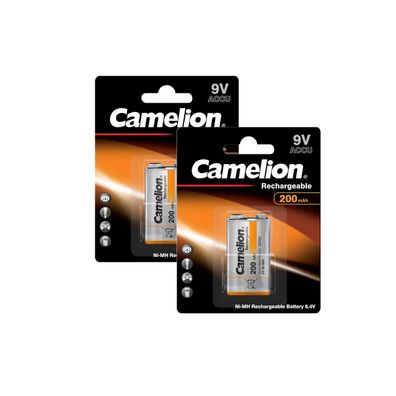 2x Camelion 9V Block Akku 6HR61 NiMH 200mAh im Blister - wiederaufladbar