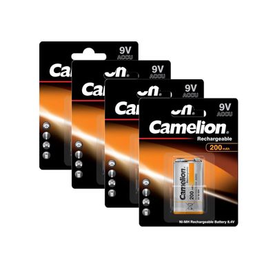 4x Camelion 9V Block Akku 6HR61 NiMH 200mAh im Blister - wiederaufladbar