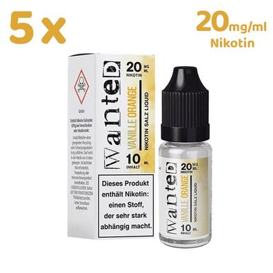 Wanted Overdosed Vanille ORANGE * 20mg/ml* Nikotinsalz, Liquid 5x 10ml