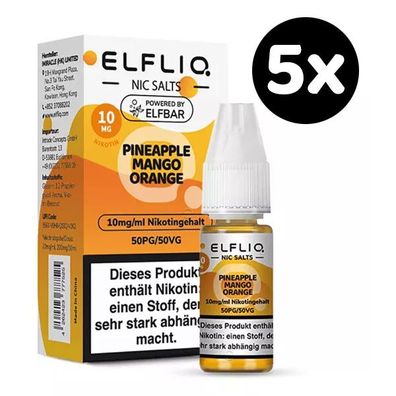 ELFLIQ by ELFBAR Pineapple Mango Orange * 10mg/ml* Nikotinsalz, Liquid 5x 10ml