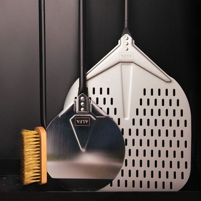 Alfa Forni Pizza Schaufel Set Medium Ø 30cm Schaufel + Wender + Reinigungsbürste AC