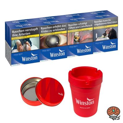 Winston Blue/Blau Zigaretten XXL 8x 27 Stück + 2 Winston Aschenbecher