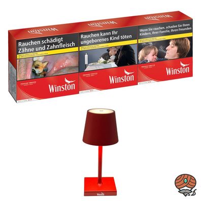 Winston Red/Rot Zigaretten 6XL 3x 60 Stück + Winston aufladbare Tischlampe