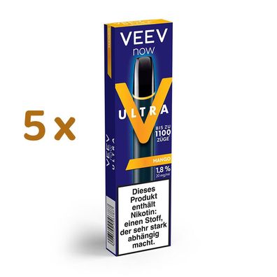 VEEV now ULTRA MANGO 20mg/ml Nikotin 5x Einweg-E-Zigarette, max. 1100 Züge