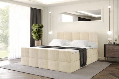 Boxspringbett mit Matratze, Boxbett, Topper, Polsterbett mit Bettkasten LIRO-Z