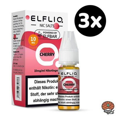 ELFLIQ by ELFBAR Cherry * 10mg/ml* Nikotinsalz, Liquid 3x 10ml