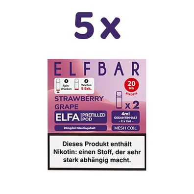 ELFBAR ELFA POD Strawberry Grape 20mg/ml Nikotin 5x 2 Pods