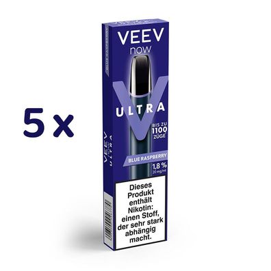 VEEV now ULTRA BLUE Raspberry 20mg/ml Nikotin 5x Einweg-E-Zigarette, Vape