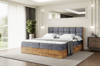 Boxspringbett mit Matratze, Boxbett, Topper, Polsterbett mit Bettkasten LOLLI2