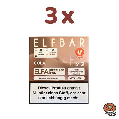 ELFBAR ELFA POD Cola 20mg/ml Nikotin 3x 2 Pods